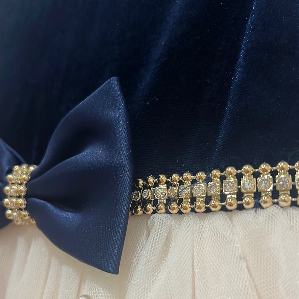 American Princess✨Elegant Navy and pink pearl Kids Dress Size:7 - Picture 5 of 7